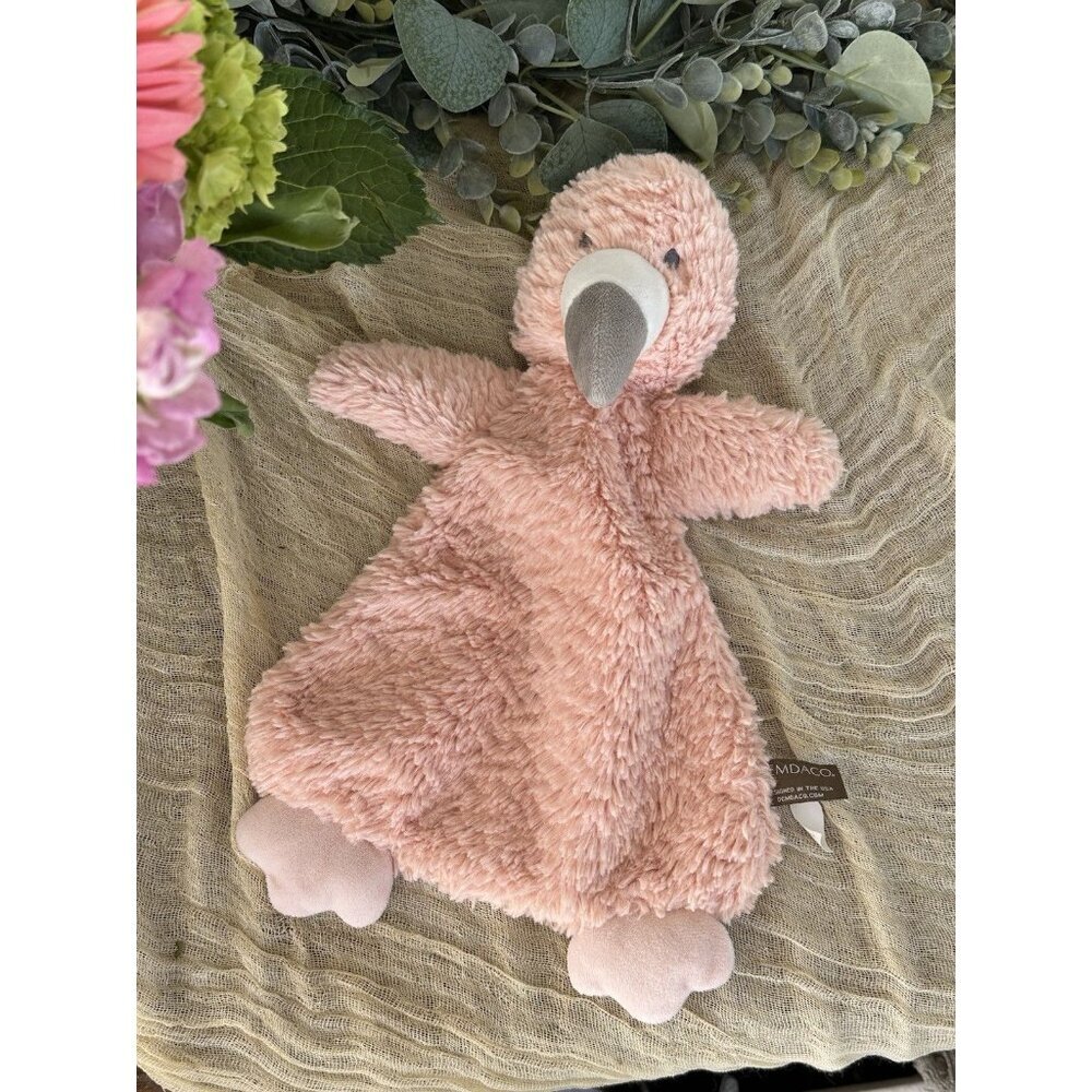 13”‎ Demdaco Flamingo Soft Pink Lovey Rattle Security Blanket Pink Light Plush